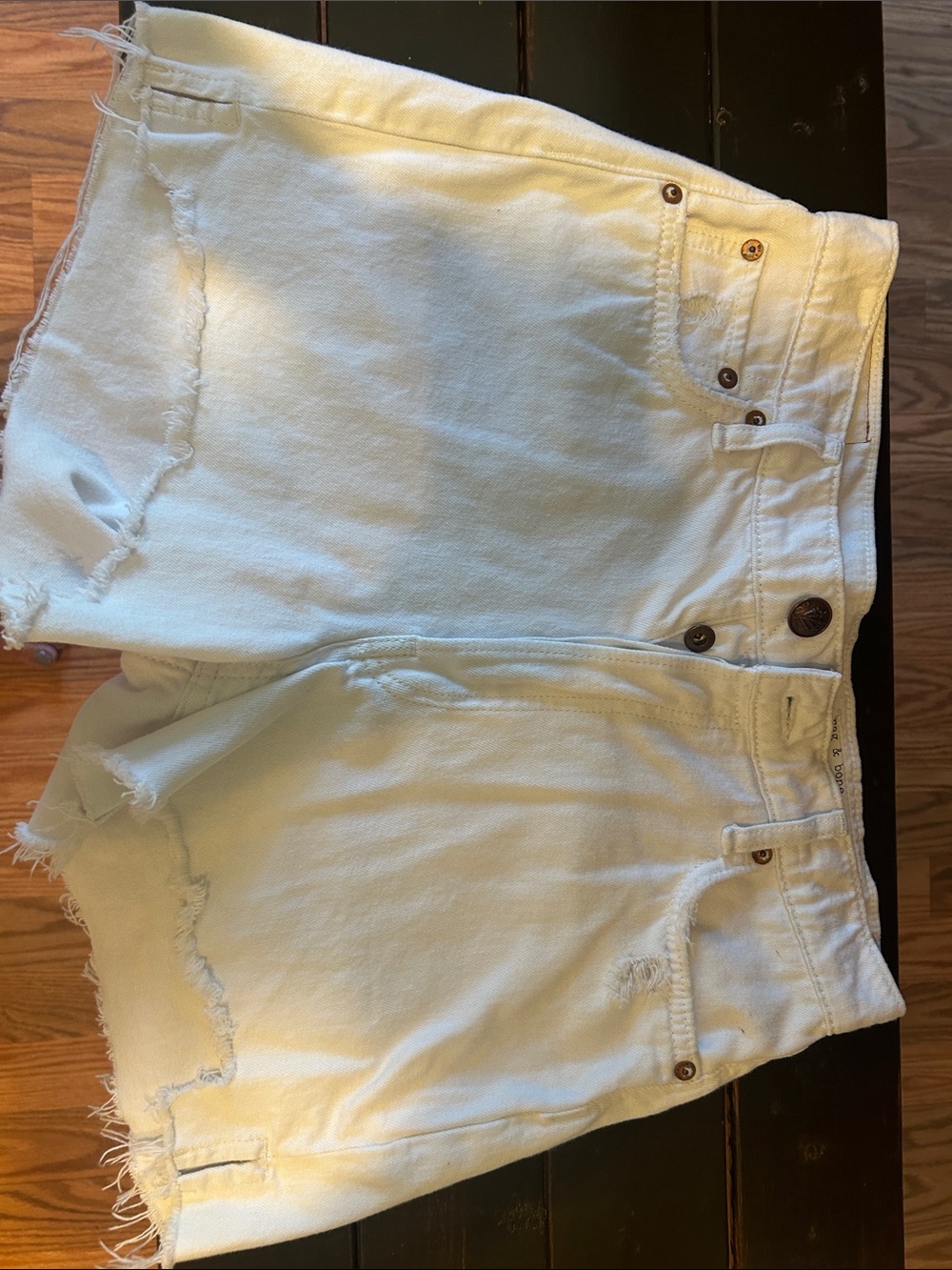 rag & bone White Distressed Denim Cutoff Shorts